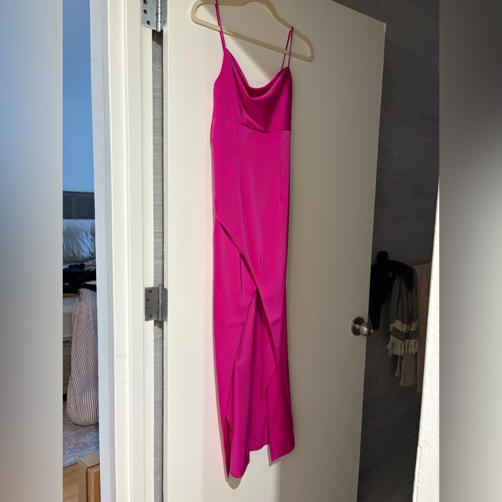Aidan Mattox hot pink high-low dress